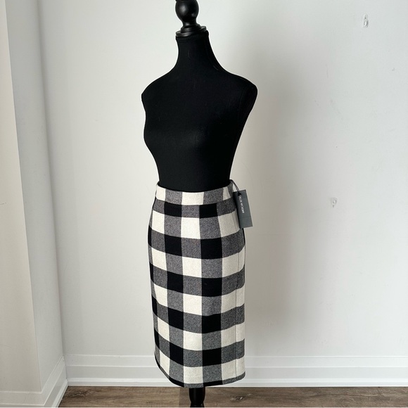 NWT Sz S/4 AMERICAN RETRO “Checky” Buffalo Plaid Wool Pencil Skirt - Picture 2 of 9